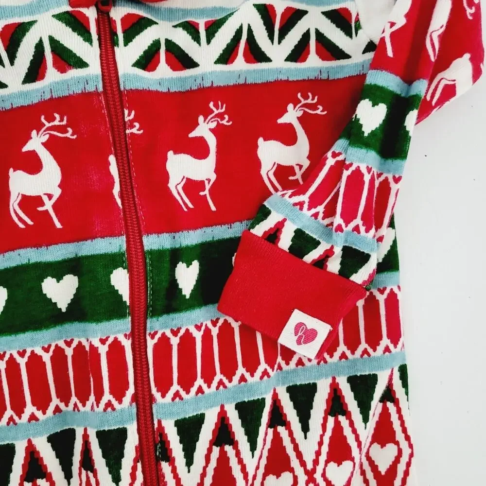 9-12M Hatley reindeer footed zip up one piece